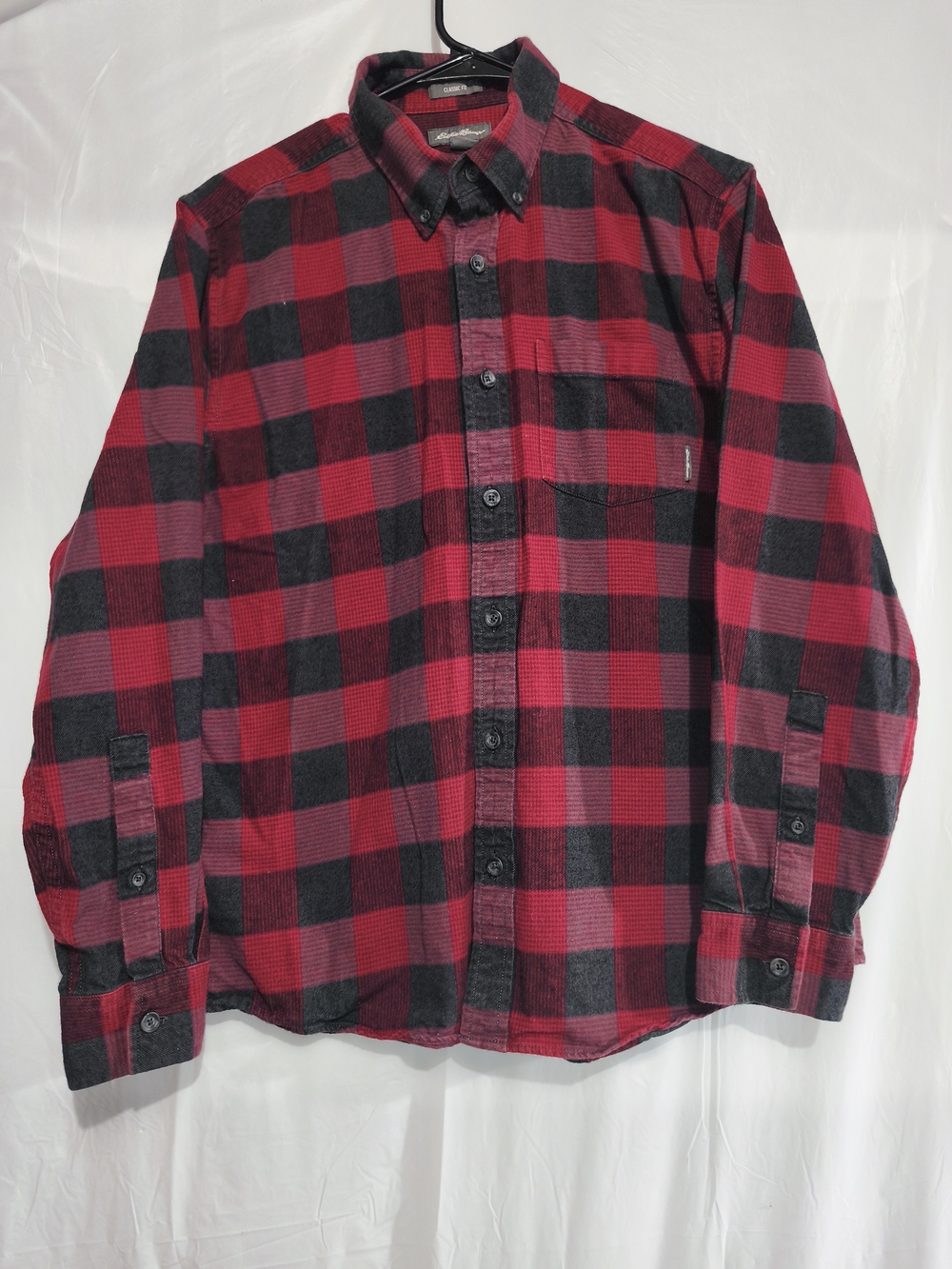 Eddie Bauer Classic Buffalo Plaid Flannel Long Sleeve Button Shirt Mens Red Sz M